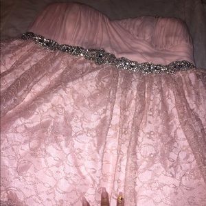 Strapless glittery baby pink dress 😍🌸✨